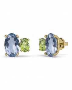 PENDIENTE ORO TOPACIO AZUL Y PERIDOTO