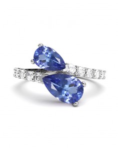 ANILLO ORO DIAMANTES 0,49 CT Y TANZANITA